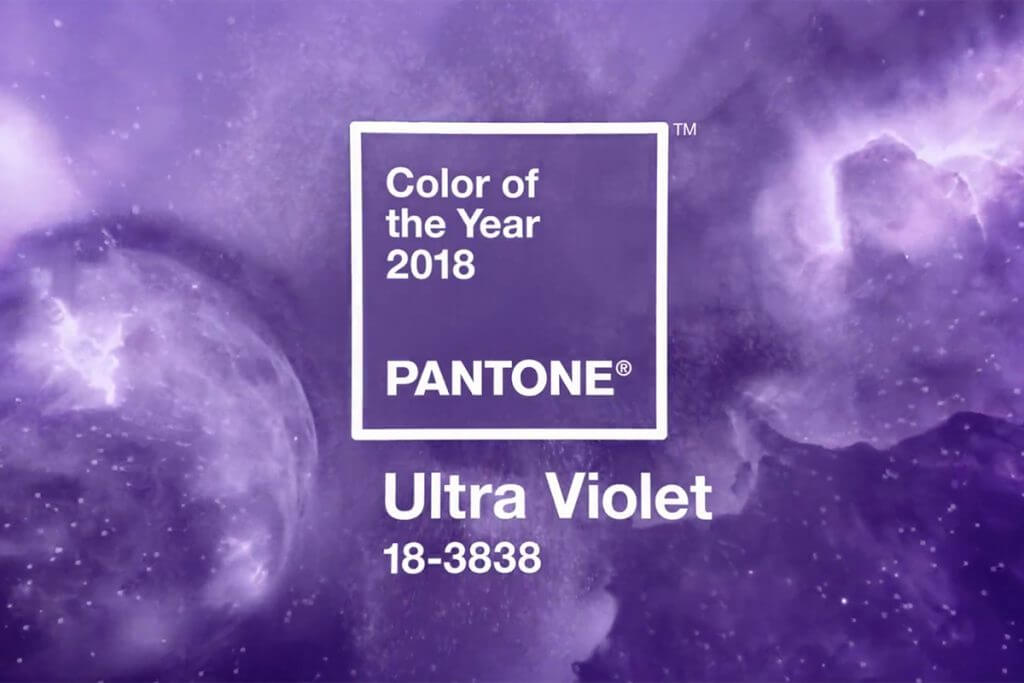 smoky purple background with white text color of the year 2018 pantone ultra violet