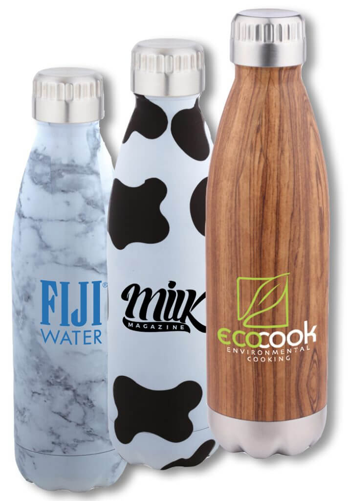 branded patterned water bottles