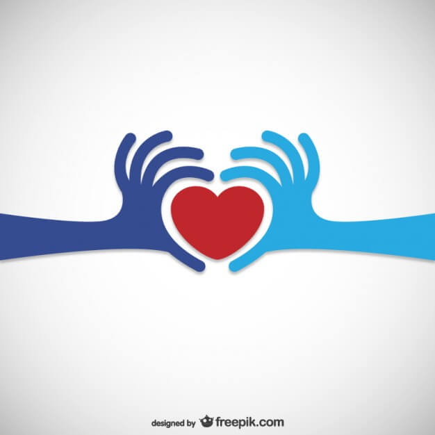 two hands holding heart symbol