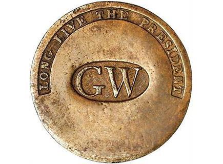 Promotional campaign button from 1789 for George Washington
