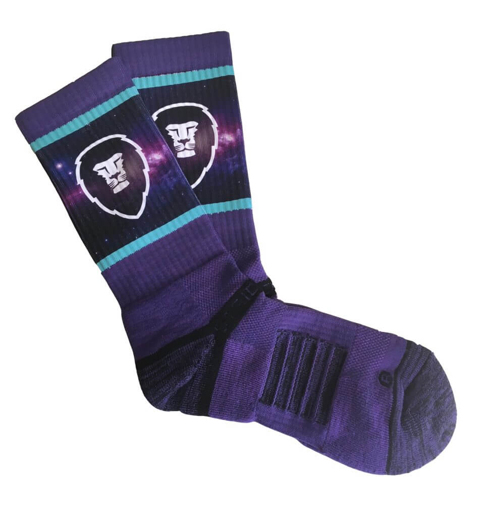 Pair of purple branded socks