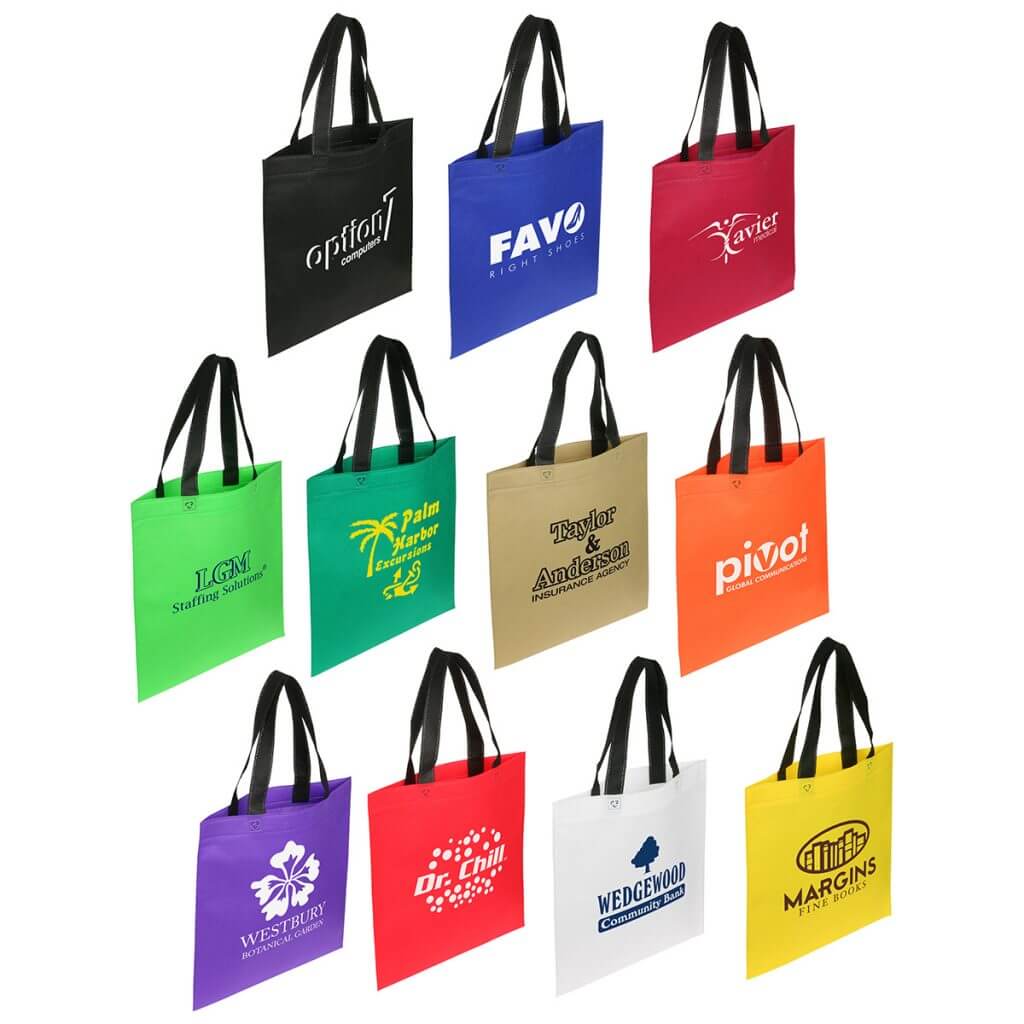 Branded totes in a variety of colors 