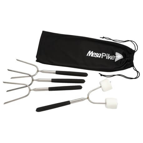Marshmallow roasting sticks with branded carrying bag