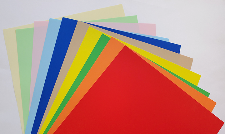Colorful sheets of synthetic paper
